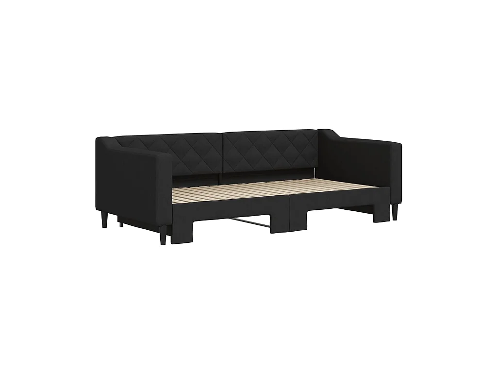 Lit gigogne noir 90x190 cm tissu WVGQ4872
