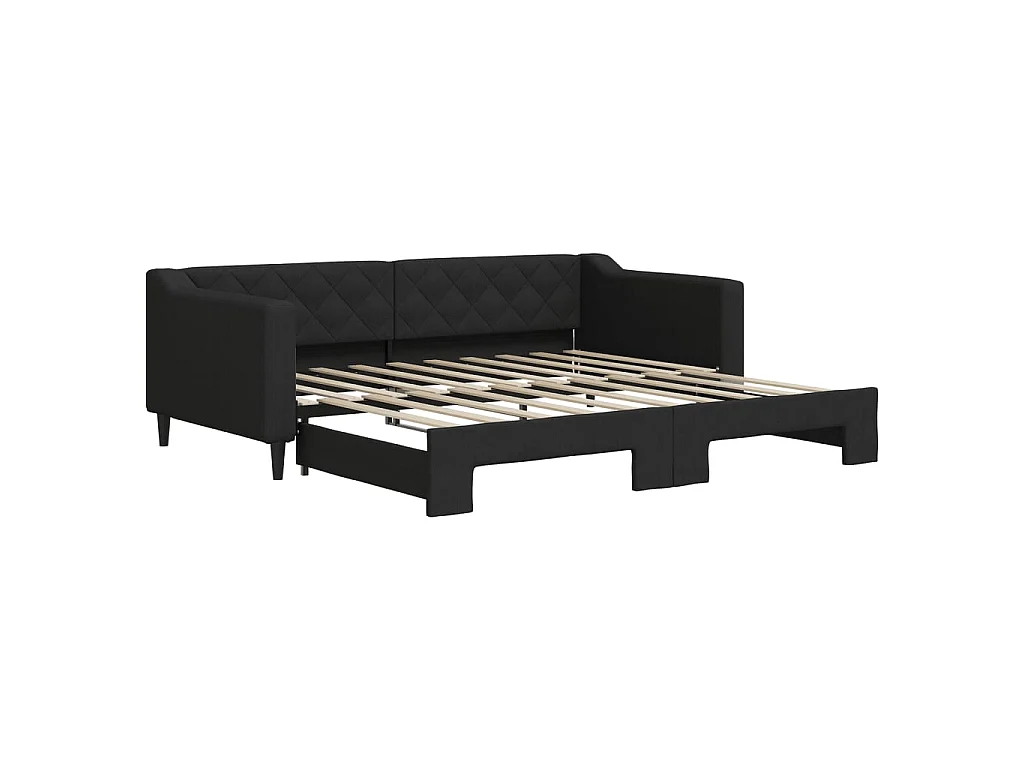 Tagesbett Ausziehbar,Ausziehbett Schwarz 90x190 cm Stoff -gkd15499