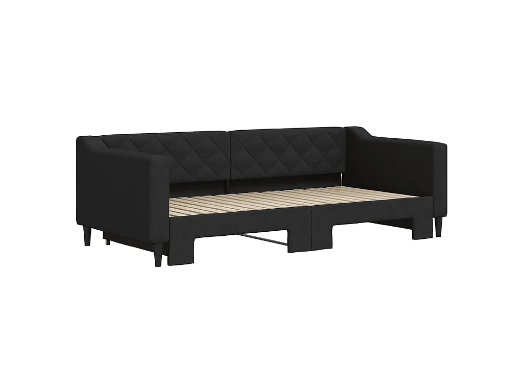 Tagesbett Ausziehbar,Ausziehbett Schwarz 90x190 cm Stoff -gkd15499
