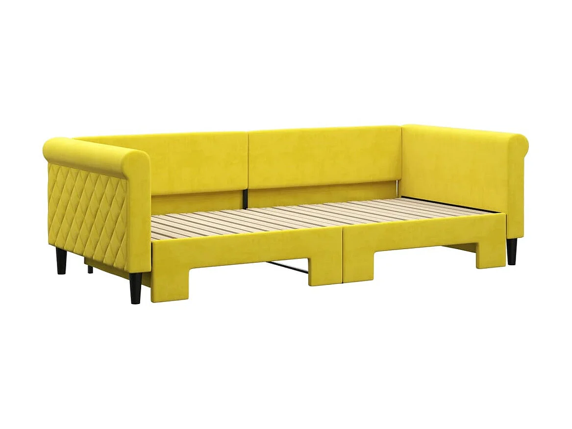 Tagesbett Ausziehbar,Ausziehbett Gelb 90x200 cm Samt -gkd65295