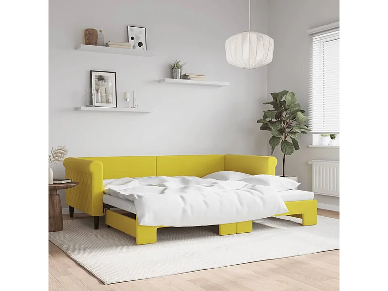 Tagesbett Ausziehbar,Ausziehbett Gelb 90x200 cm Samt -gkd65295