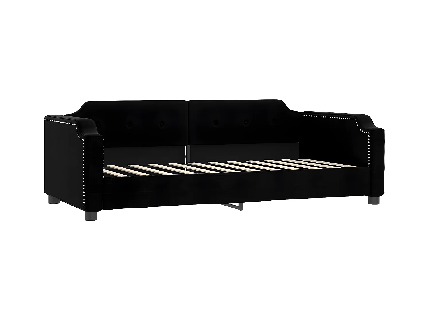 Lit gigogne et tiroirs noir 100x200 cm tissu WVGQ1947