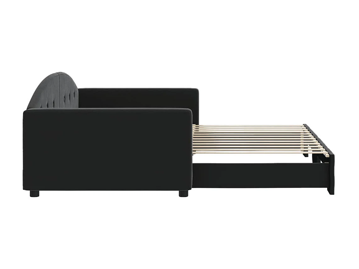 Tagesbett Ausziehbar,Ausziehbett Schwarz 100x200 cm Samt -gkd29946