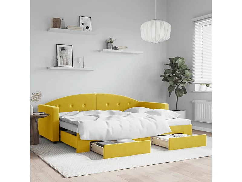 Cama nido - 80x200 cm con cajones terciopelo amarillo ES82888