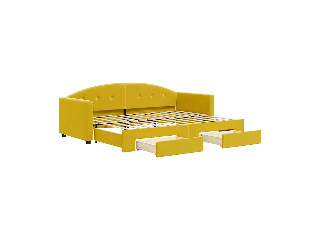 Cama nido - 80x200 cm con cajones terciopelo amarillo ES82888