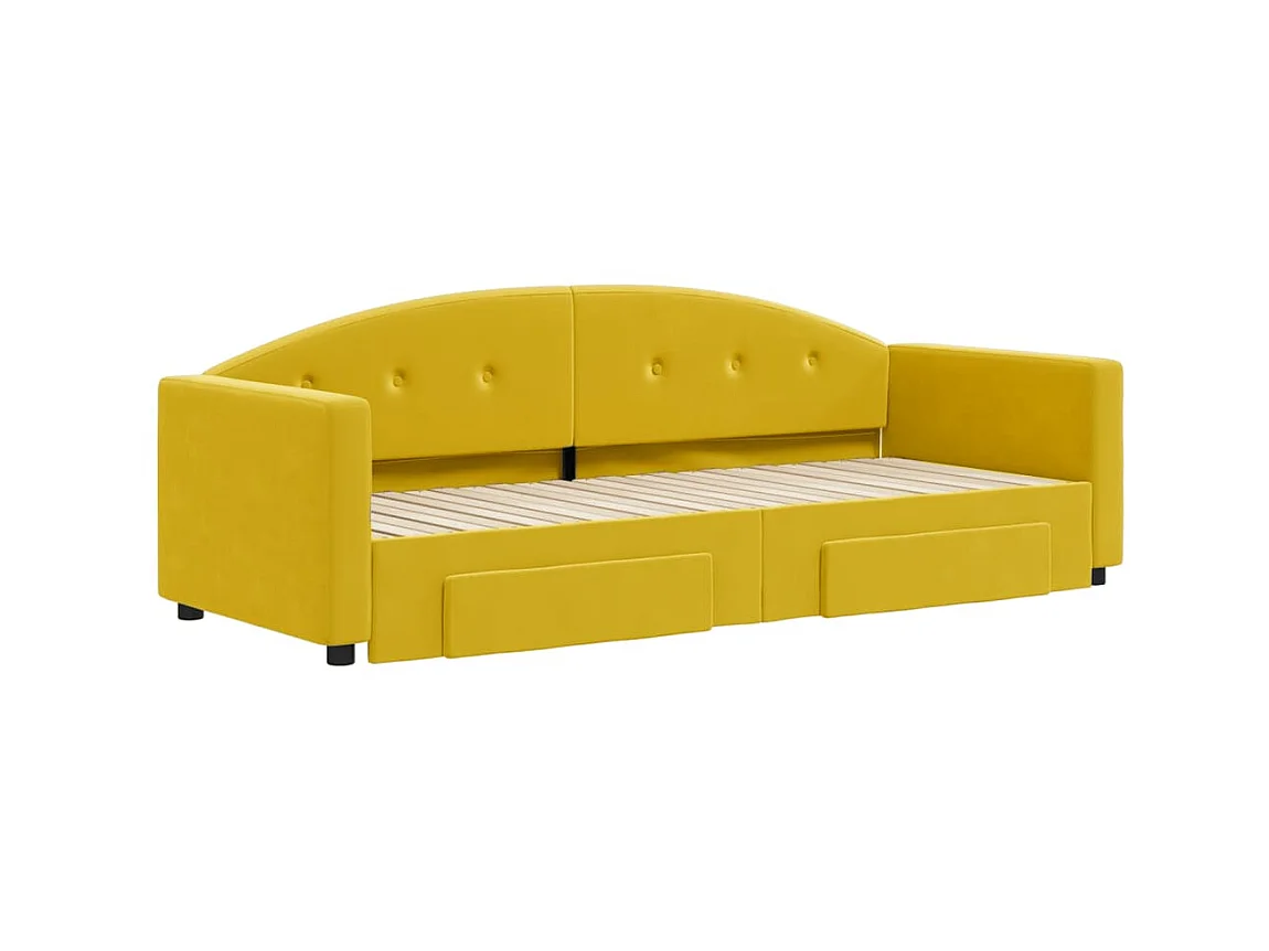 Cama nido - 80x200 cm con cajones terciopelo amarillo ES82888