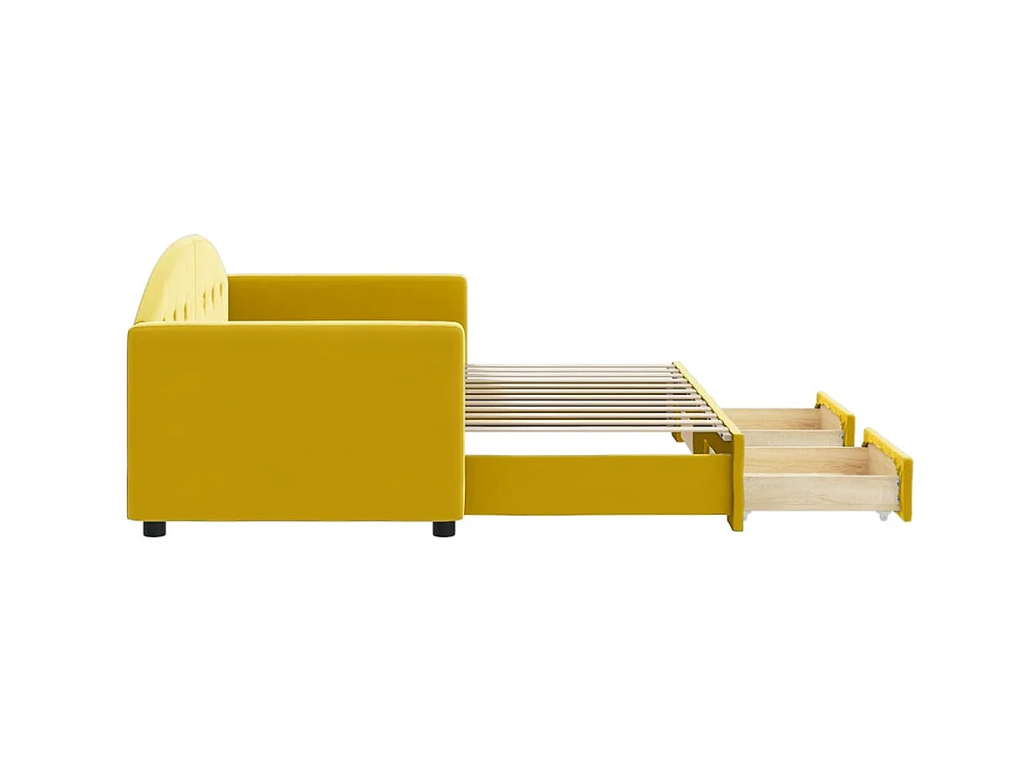 Cama nido - 80x200 cm con cajones terciopelo amarillo ES82888