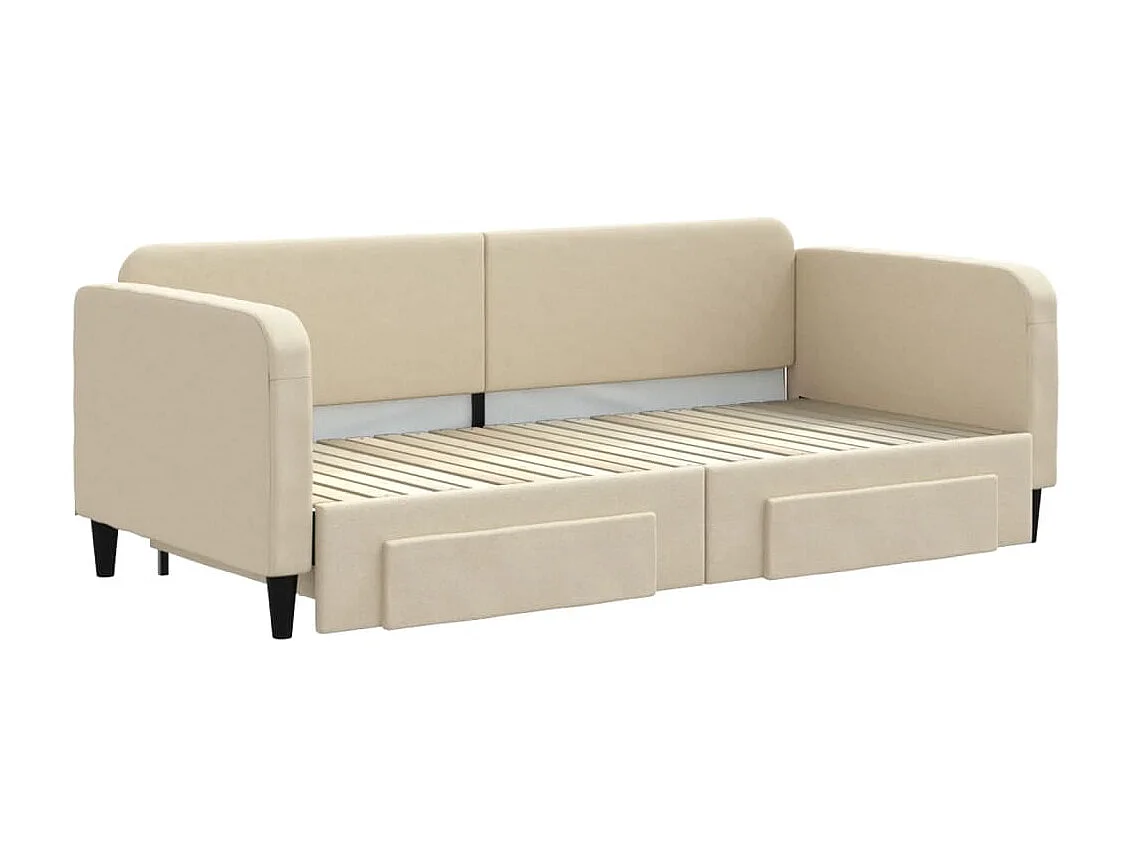 Cama nido con cajones tela color crema 90x200 cm ES885021