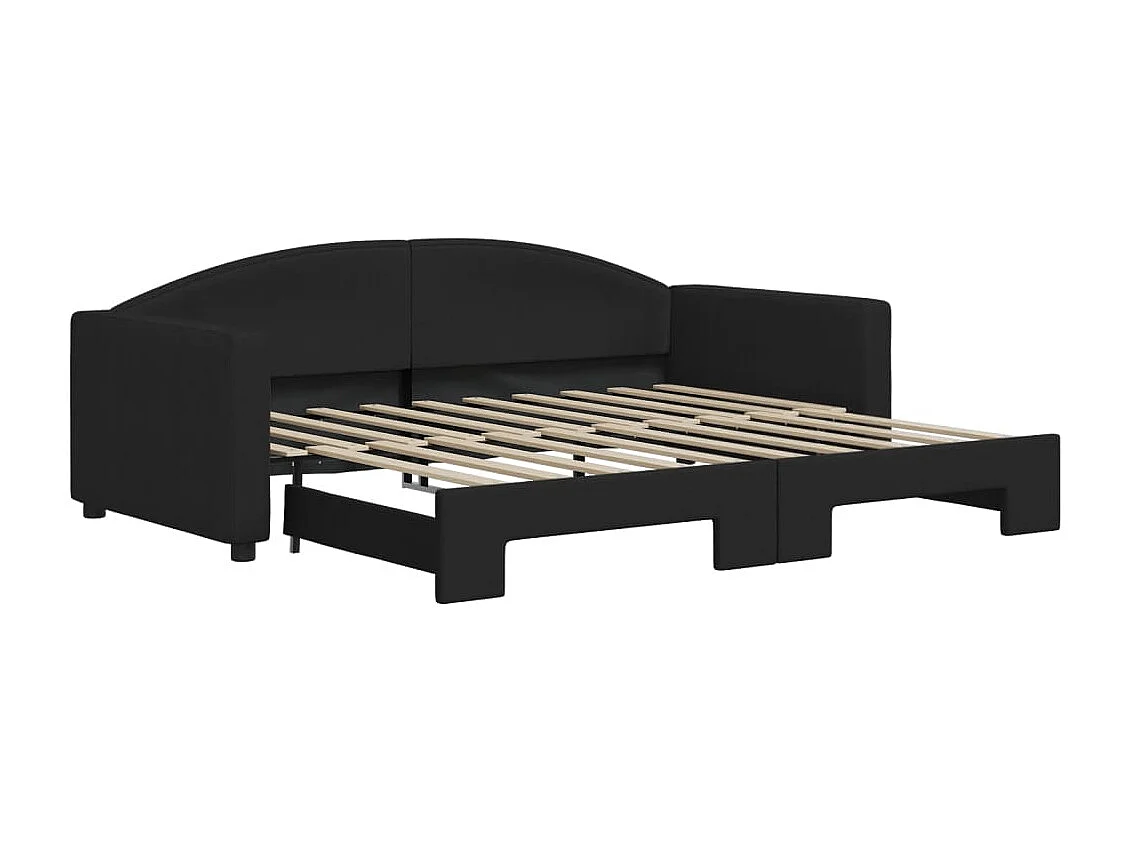 Lit gigogne noir 90x190 cm tissu WVGQ1324