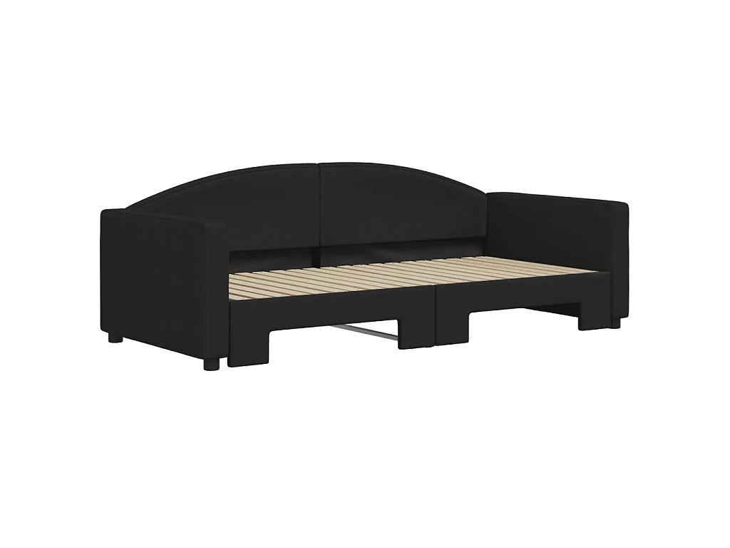 Lit gigogne noir 90x190 cm tissu WVGQ1324