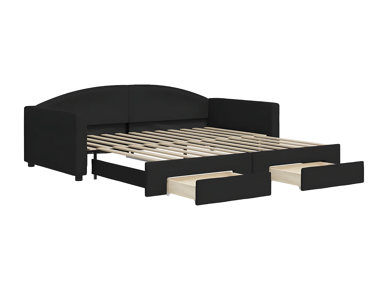 Lit gigogne et tiroirs noir 100x200 cm tissu ASW94546