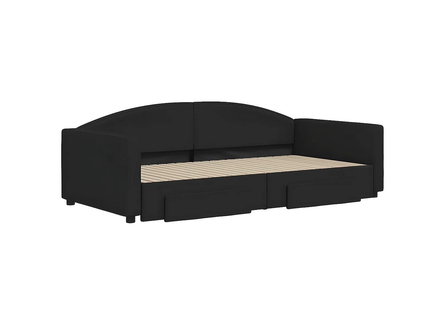 Lit gigogne et tiroirs noir 100x200 cm tissu ASW94546