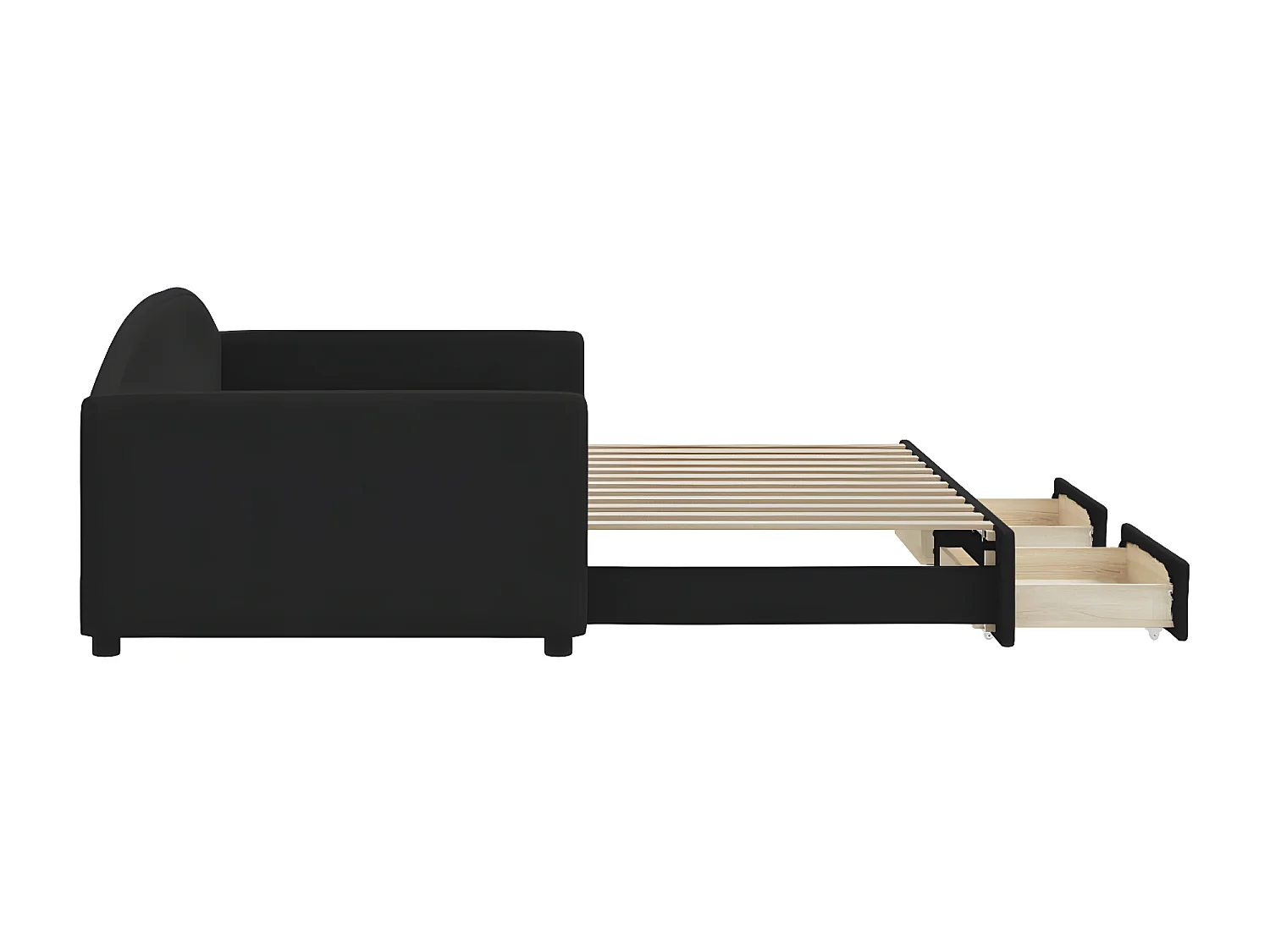 Lit gigogne et tiroirs noir 100x200 cm tissu ASW94546