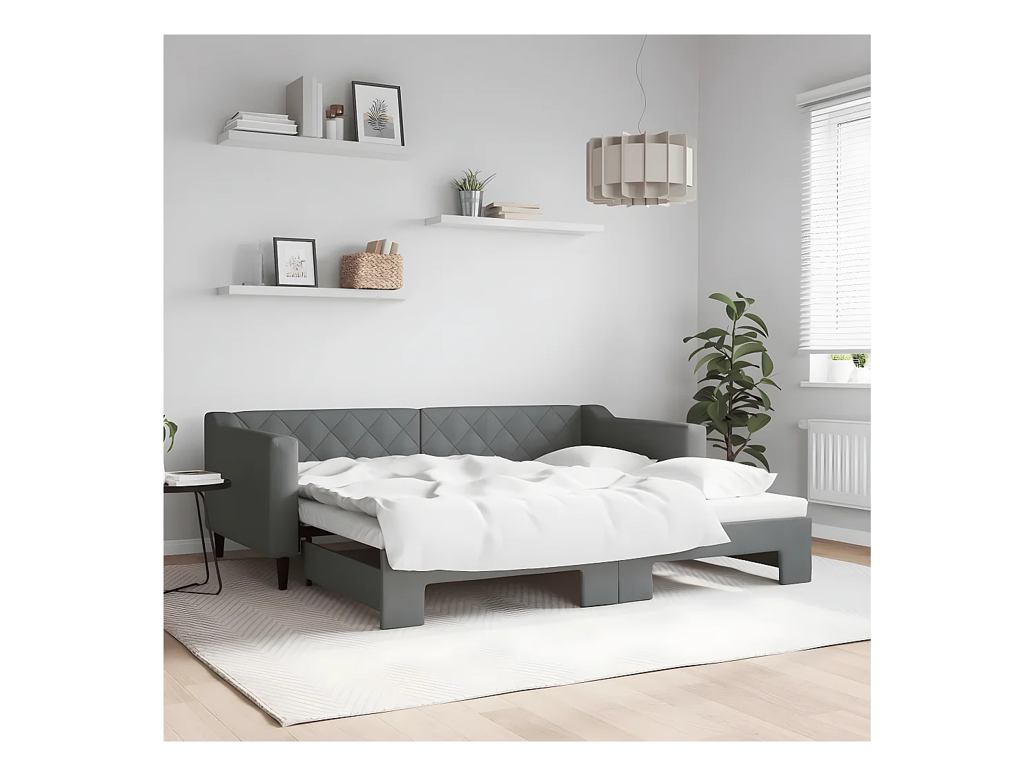 Cama nido - 90x190 cm tela gris oscuro ES84701