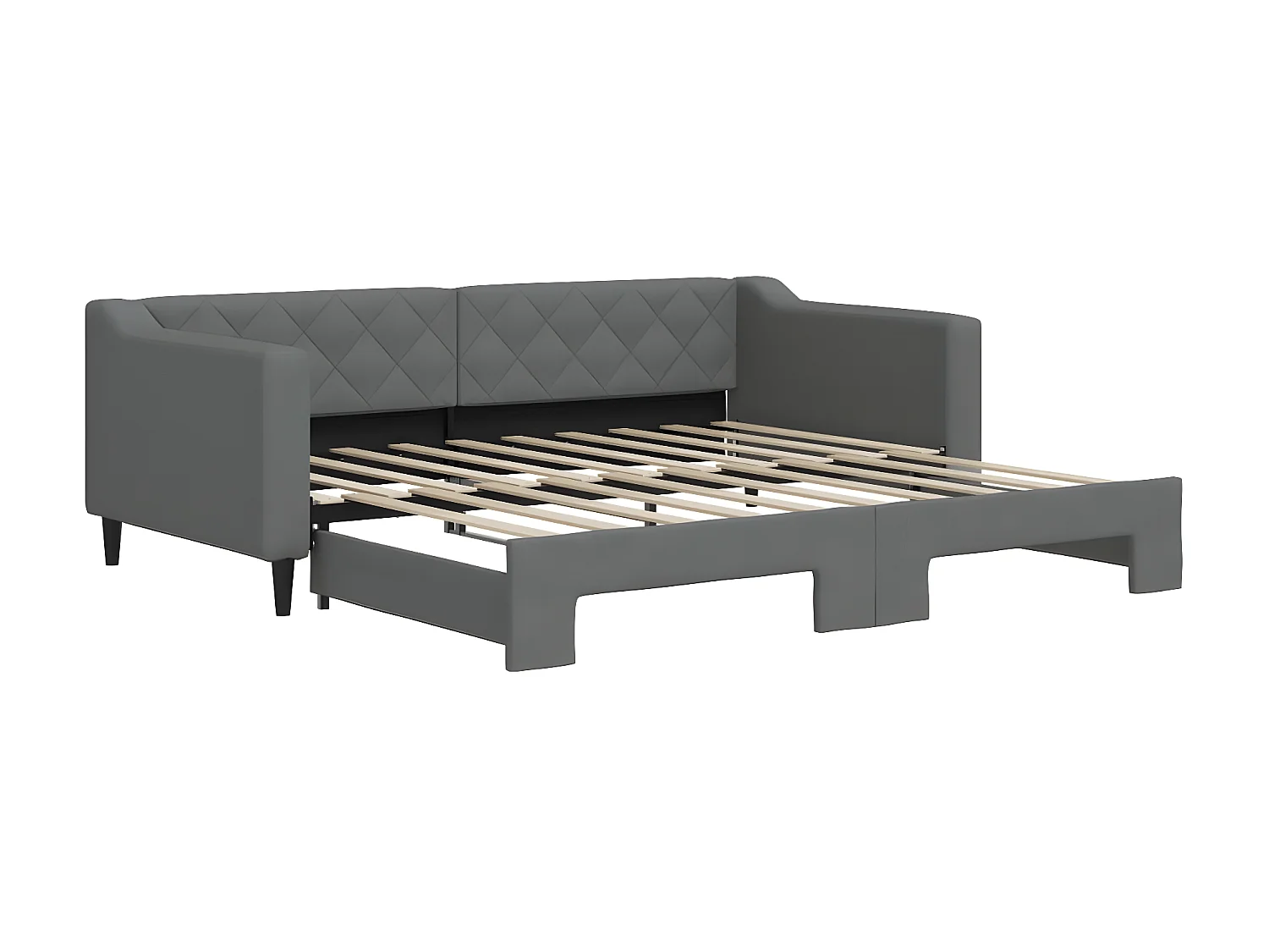 Cama dupla com gavetão 90x190 cm tecido cinzento-escuro PT955721