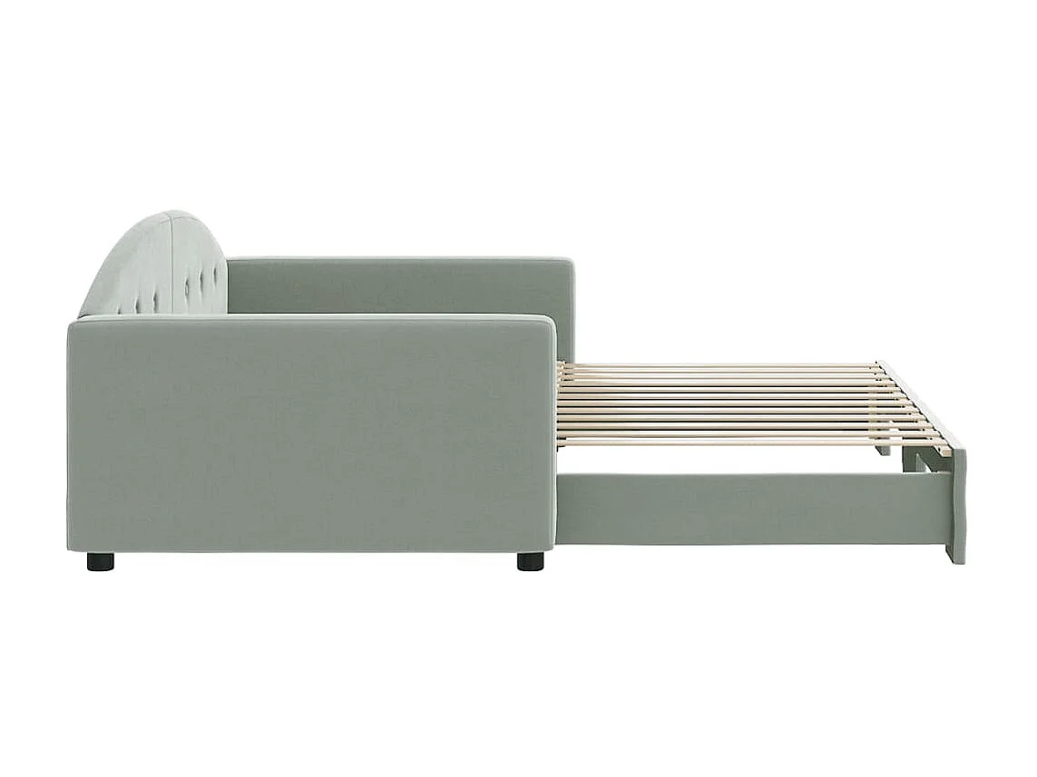 Cama nido terciopelo gris claro 100x200 cm ES979827