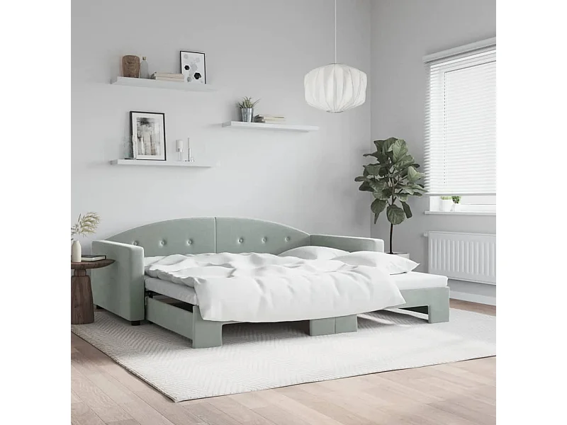 Cama nido terciopelo gris claro 100x200 cm ES979827