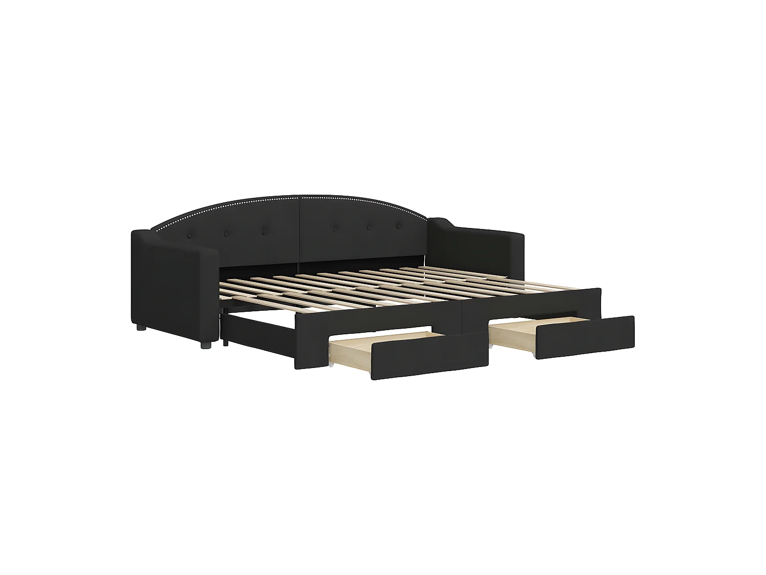 Lit gigogne et tiroirs noir 80x200 cm tissu WVGQ8835