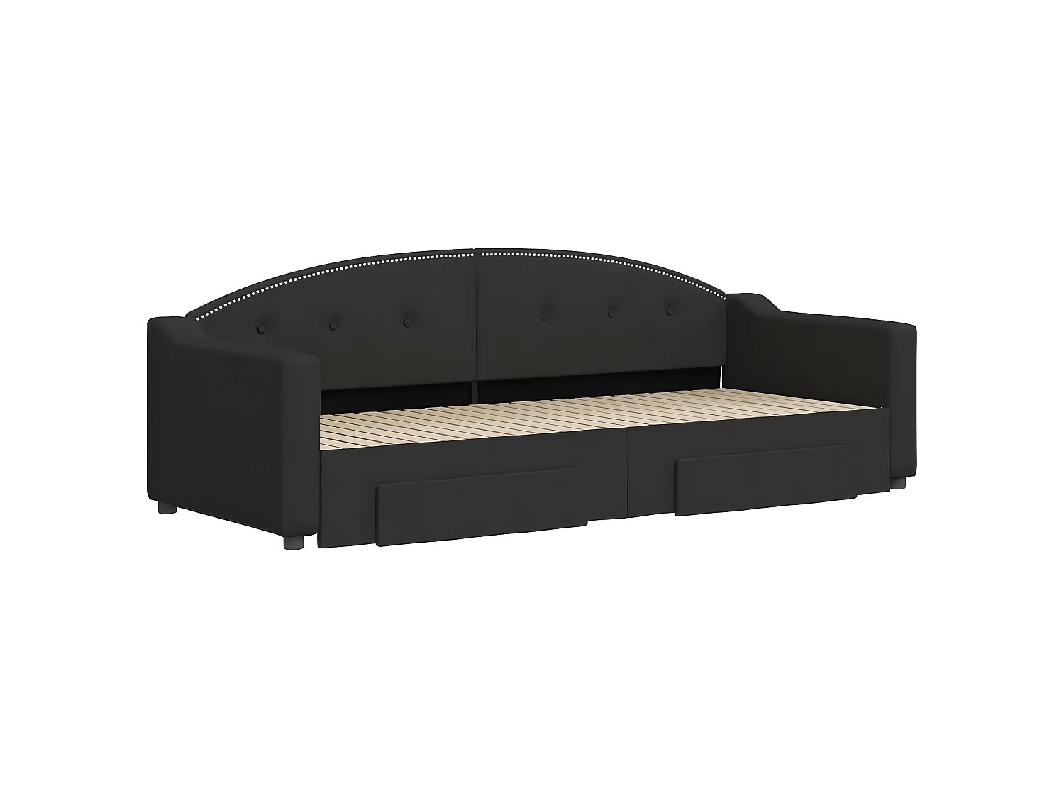 Lit gigogne et tiroirs noir 80x200 cm tissu WVGQ8835