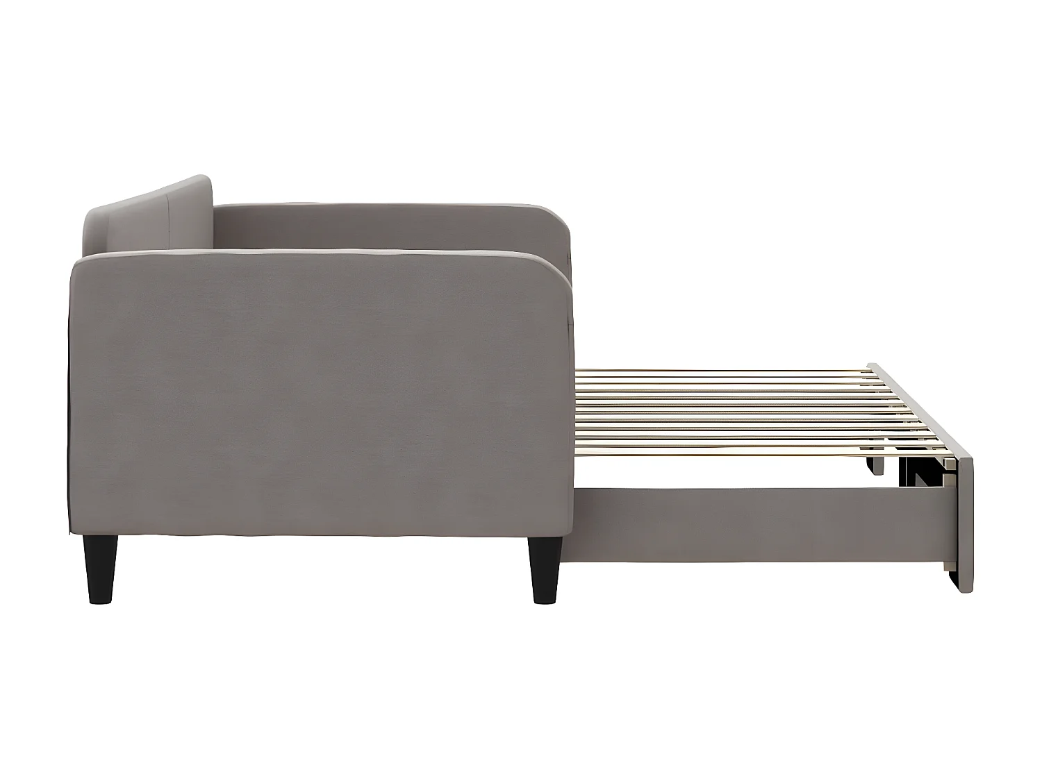 Lit gigogne taupe 90x200 cm tissu ASW56224