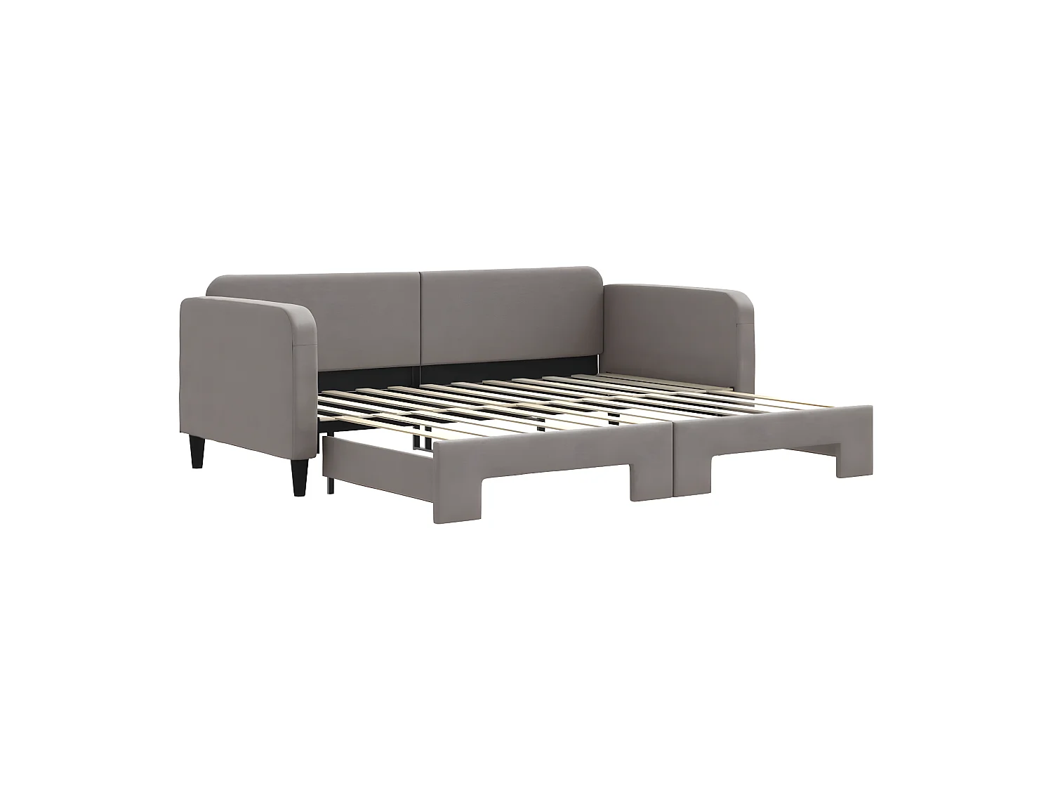 Cama dupla com gavetão 90x200 cm tecido cinzento-acastanhado PT905588