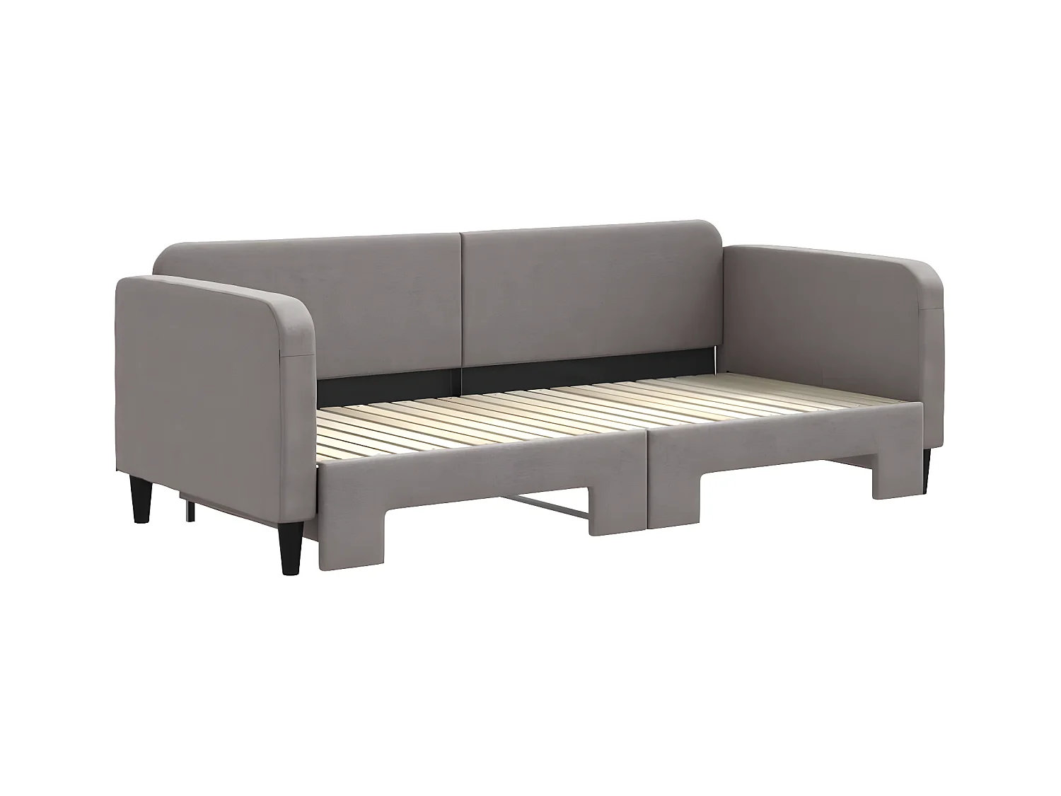 Cama dupla com gavetão 90x200 cm tecido cinzento-acastanhado PT905588