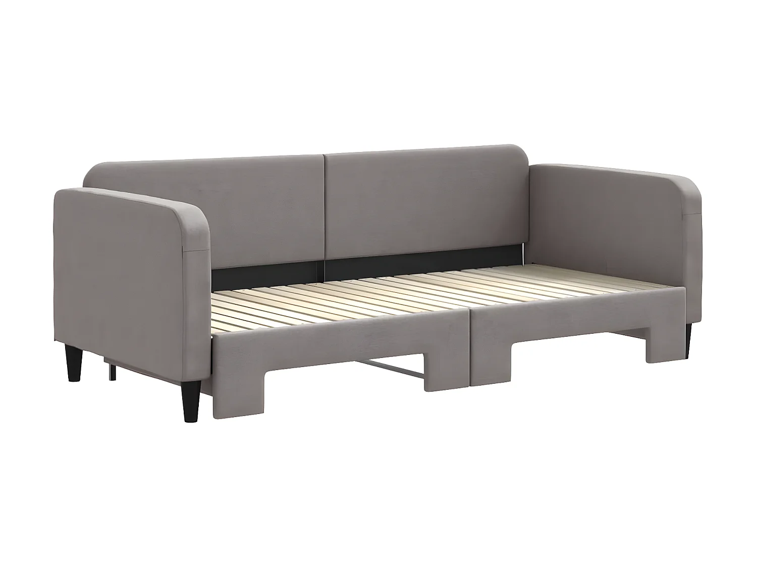 Cama dupla com gavetão 90x200 cm tecido cinzento-acastanhado PT905588