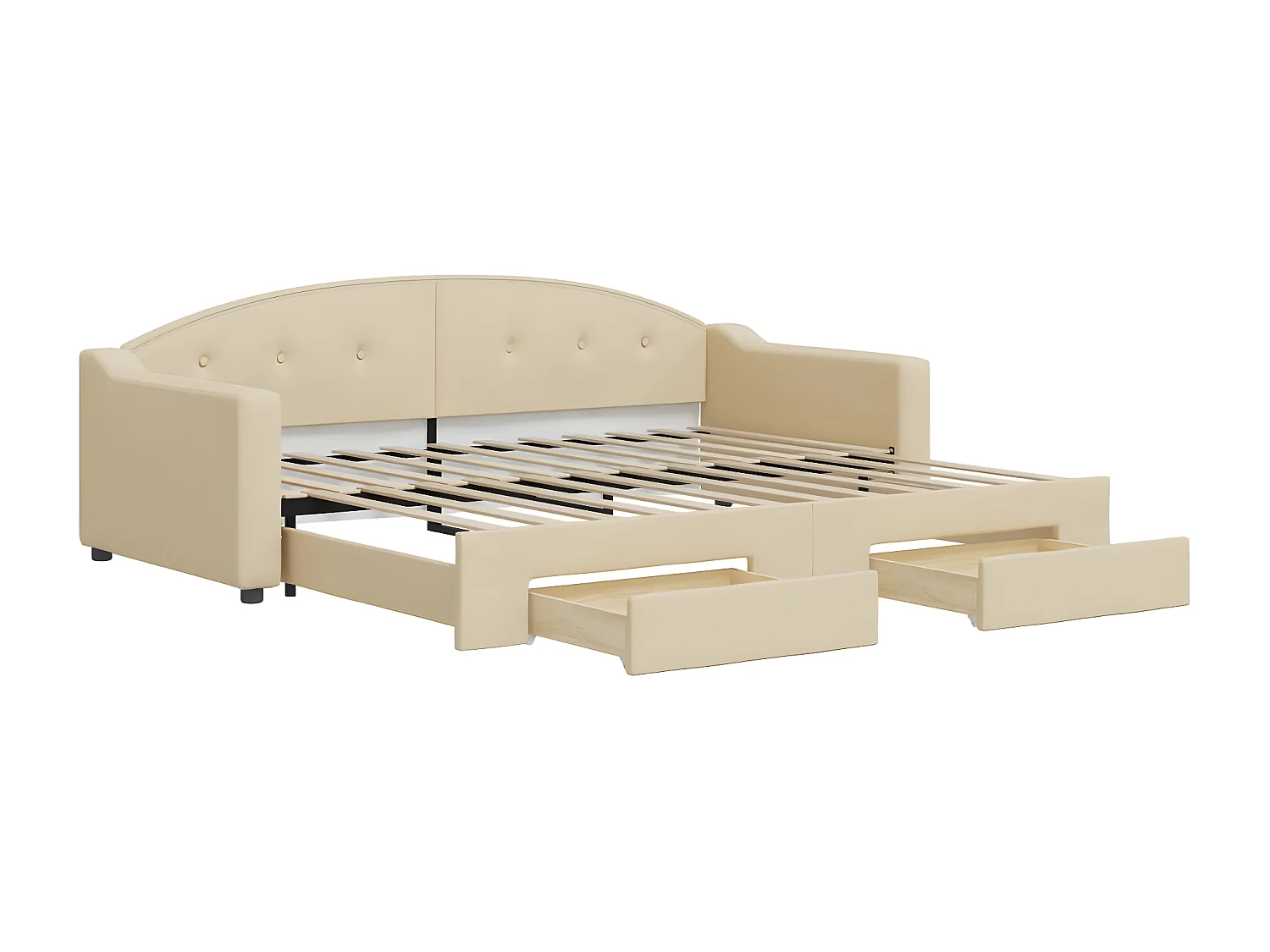 Cama dupla com gavetão e gavetas 90x200 cm tecido cor creme PT519141