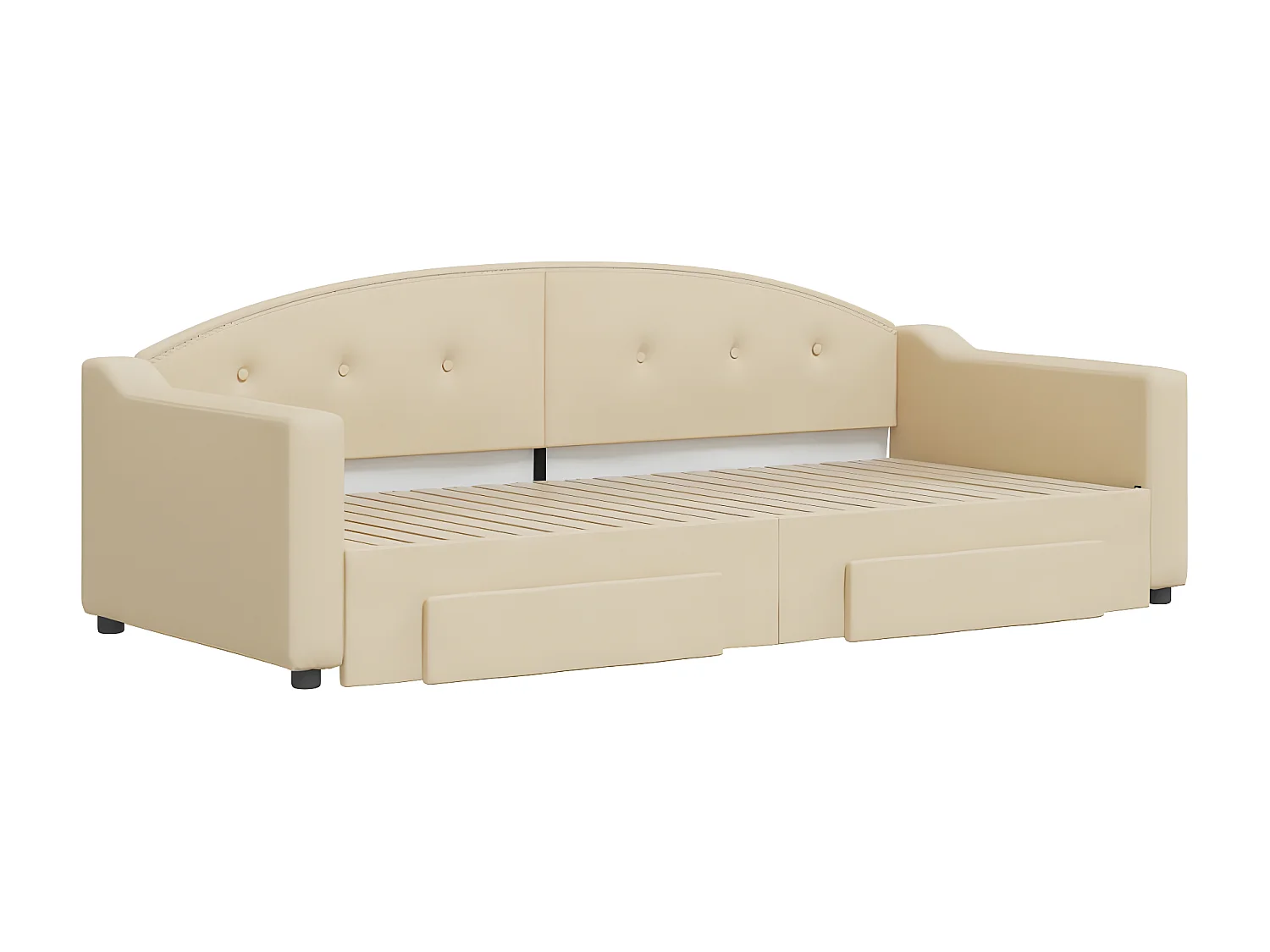 Cama dupla com gavetão e gavetas 90x200 cm tecido cor creme PT519141