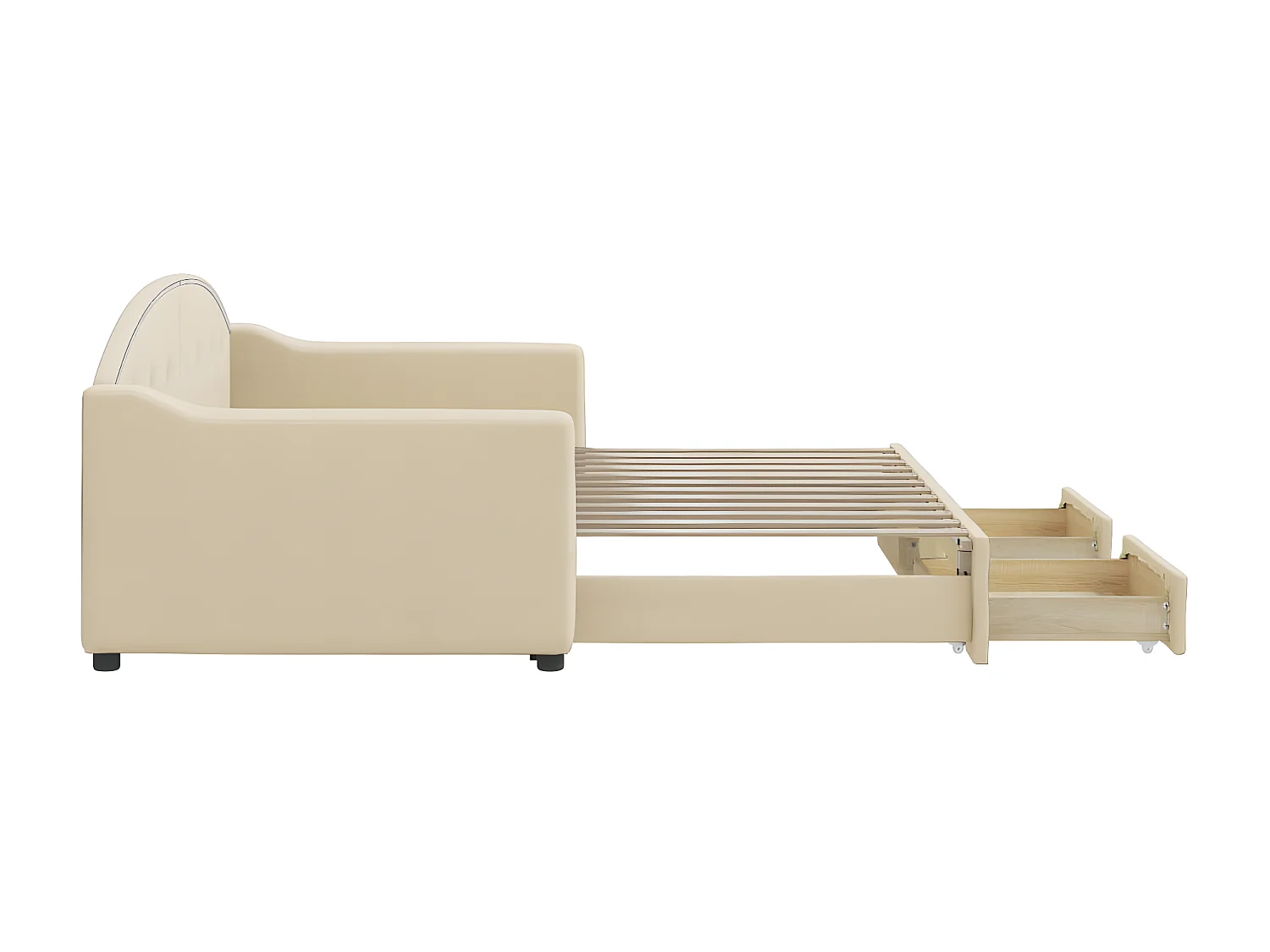 Cama dupla com gavetão e gavetas 90x200 cm tecido cor creme PT519141