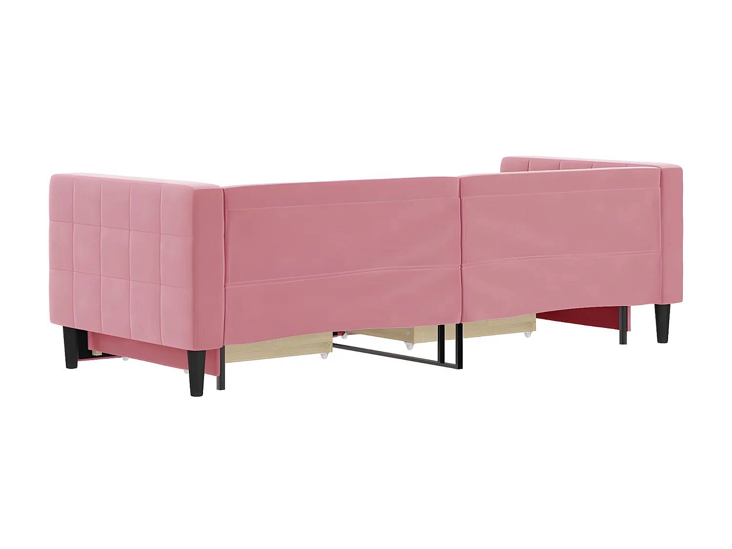 Sofá-cama 80x200 cm e gavetas com gavetão veludo rosa PT983946