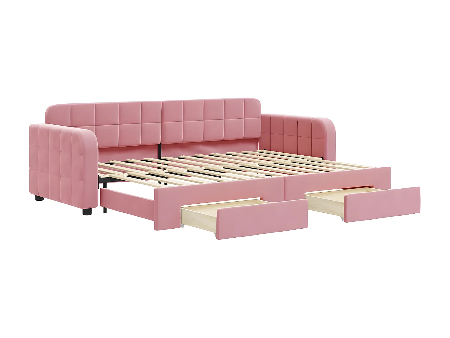 Sofá-cama 80x200 cm e gavetas com gavetão veludo rosa PT520697