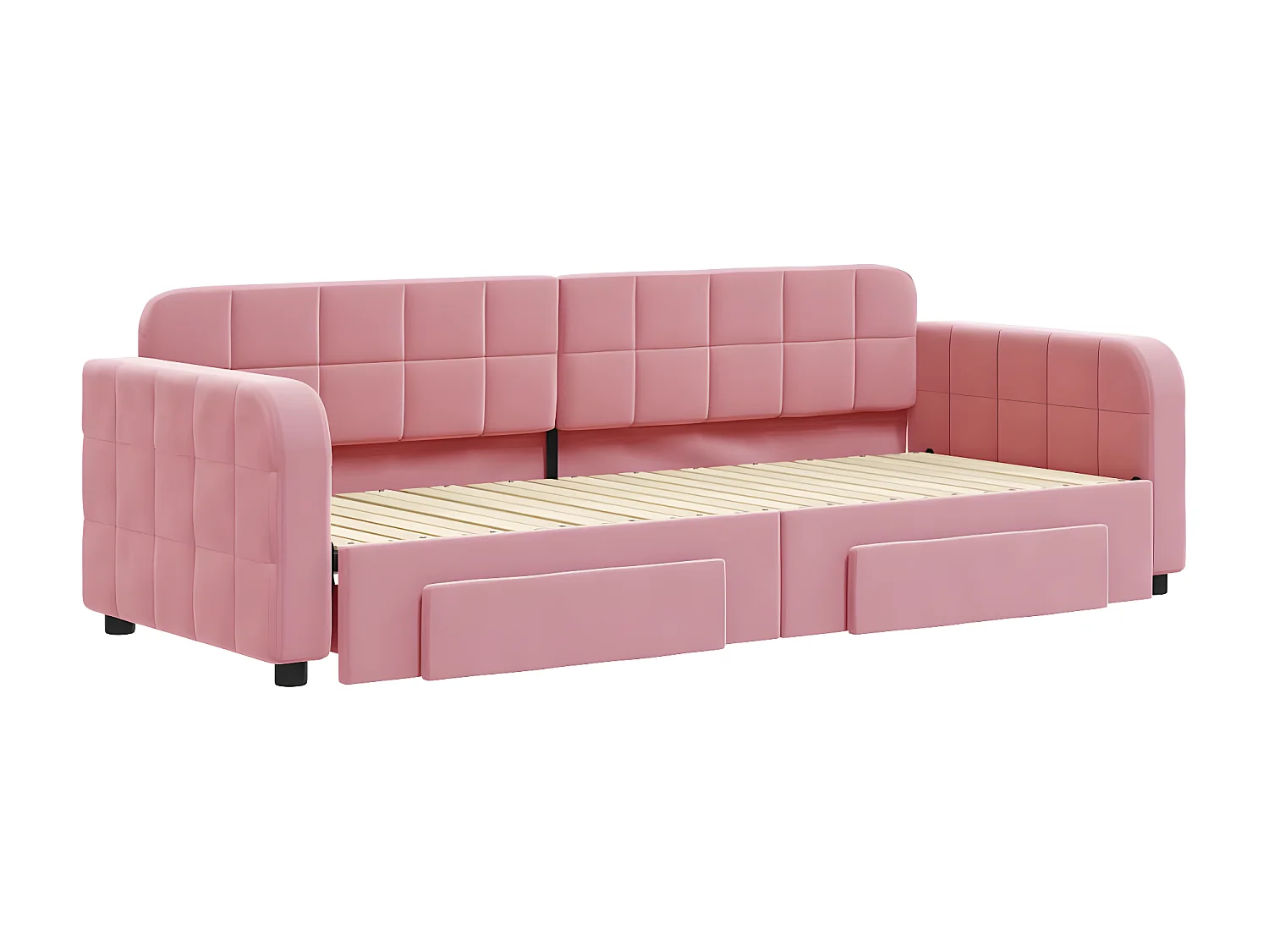 Sofá-cama 80x200 cm e gavetas com gavetão veludo rosa PT520697
