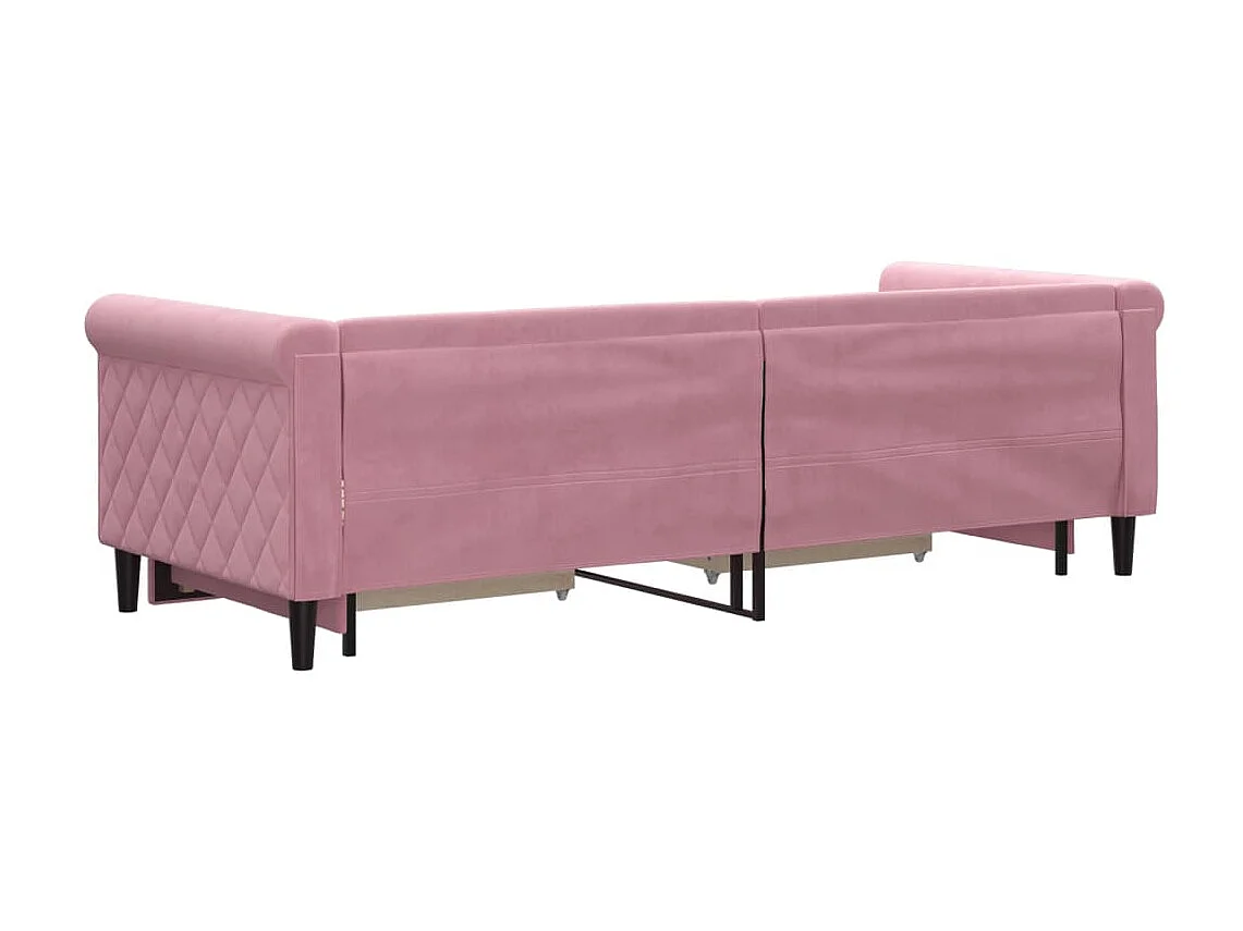 Lit gigogne et tiroirs rose 80x200 cm velours ASW88736