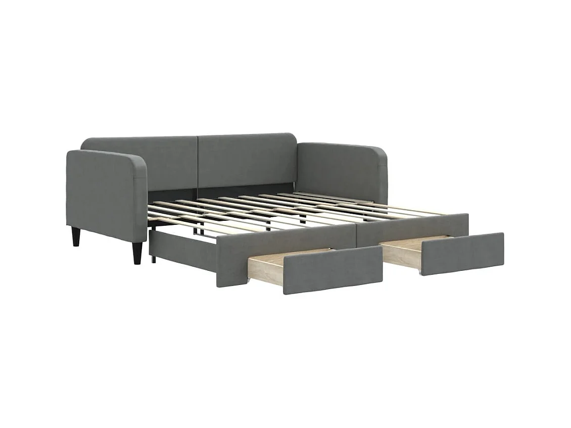 Cama nido - 90x190 cm con cajones tela gris oscuro ES70737