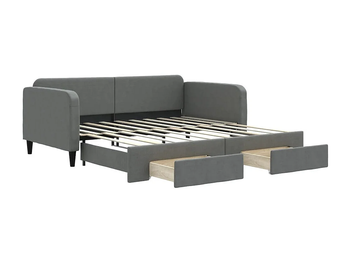 Lit gigogne et tiroirs gris foncé 90x190 cm tissu WVGQ5870