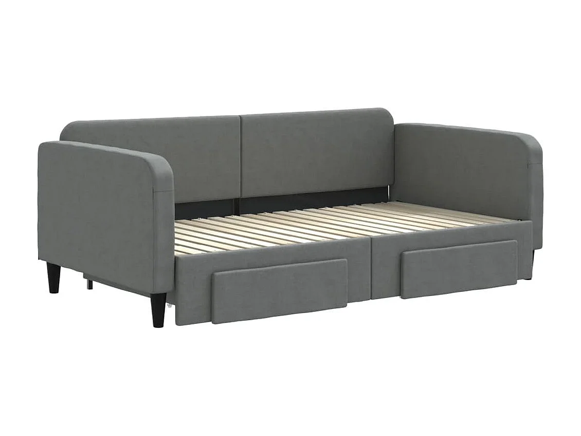 Lit gigogne et tiroirs gris foncé 90x190 cm tissu WVGQ5870