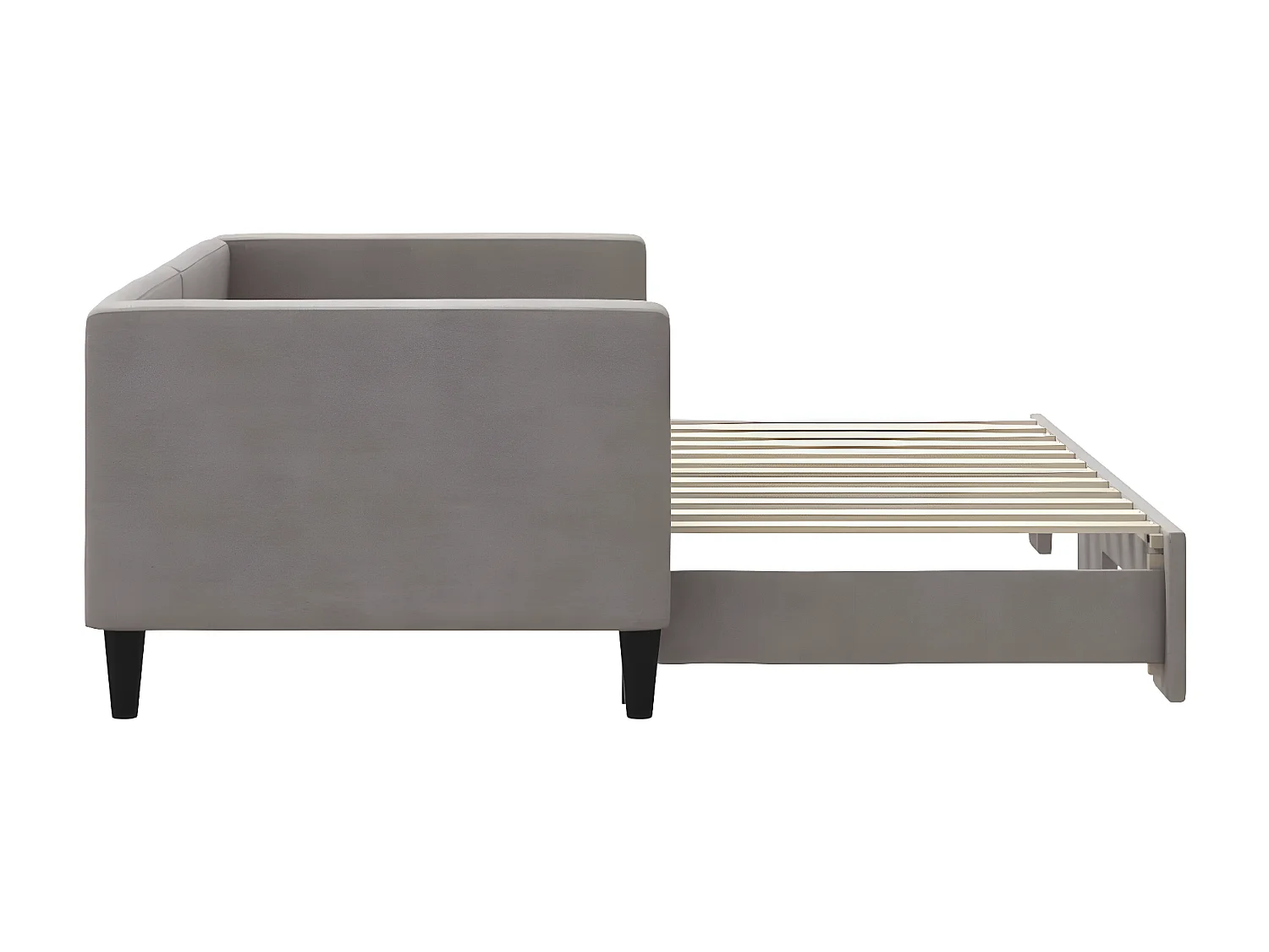 Lit gigogne taupe 80x200 cm tissu ASW36021