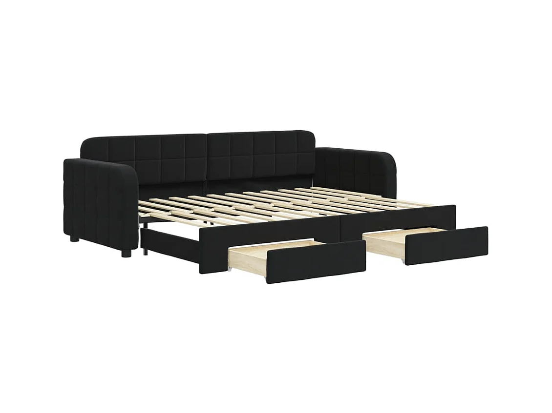 Tagesbett Ausziehbar,Ausziehbett mit Schubladen Schwarz 80x200 cm Samt -gkd98388