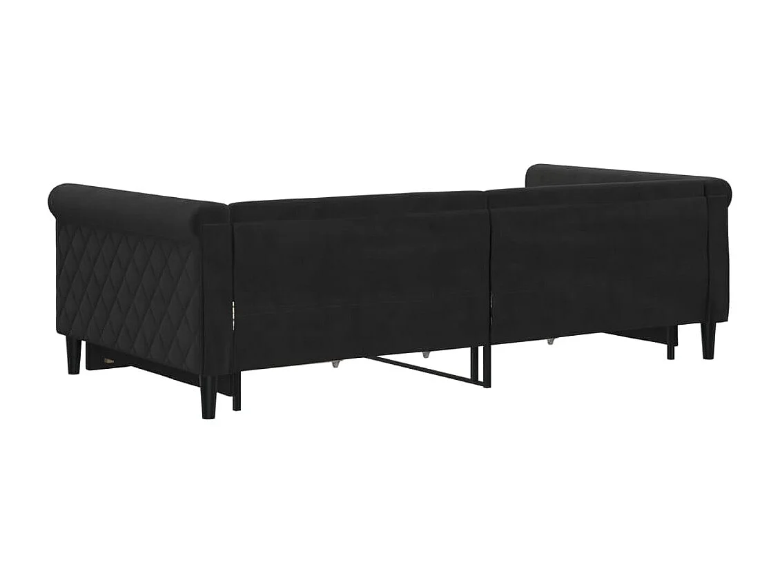 Lit gigogne et tiroirs noir 100x200 cm velours WVGQ9052