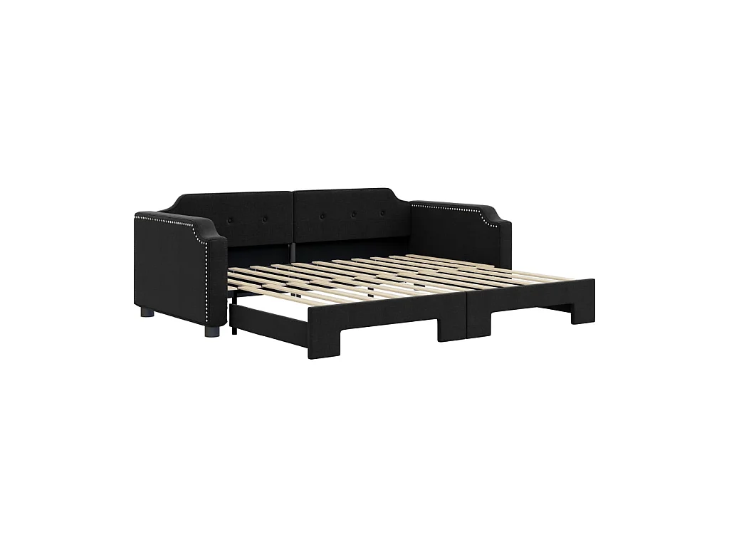 Lit gigogne noir 100x200 cm tissu WVGQ1027