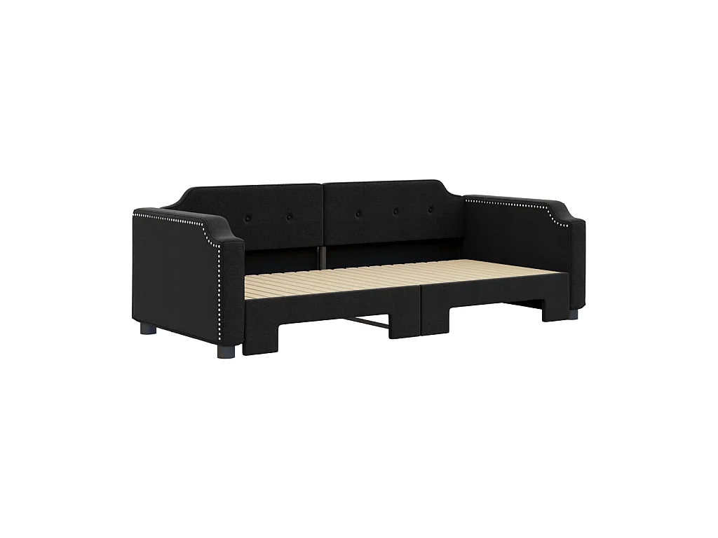 Lit gigogne noir 100x200 cm tissu WVGQ1027