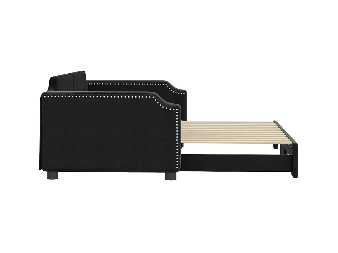 Lit gigogne noir 100x200 cm tissu WVGQ1027