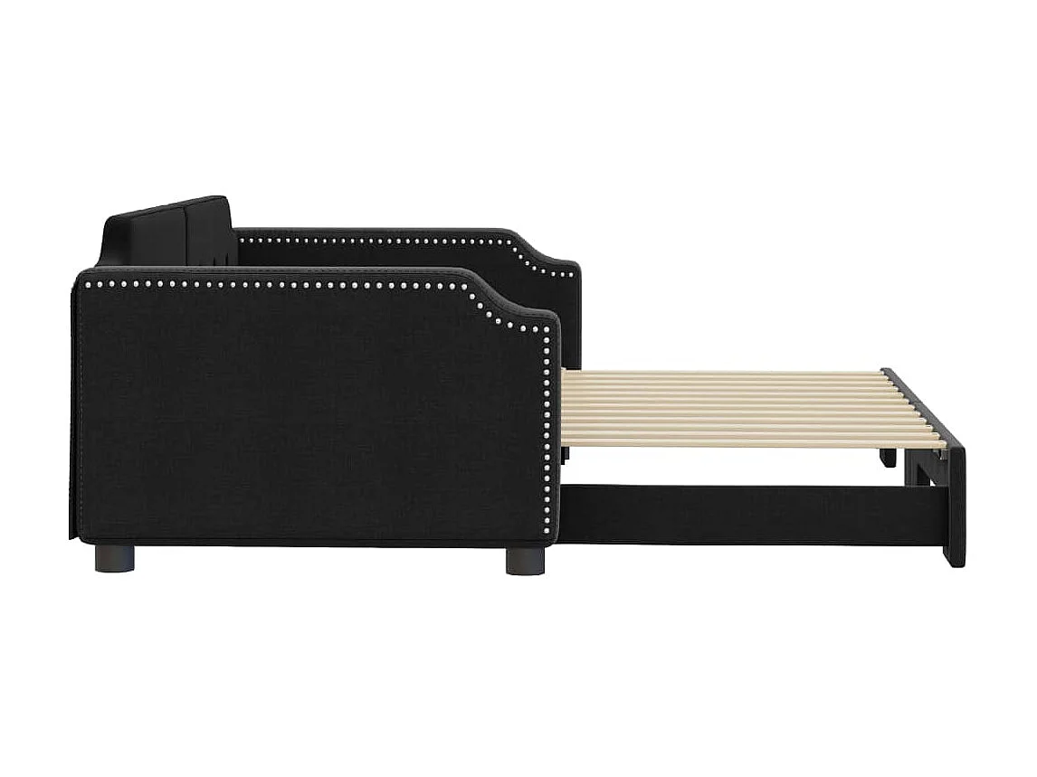 Lit gigogne noir 100x200 cm tissu WVGQ1027