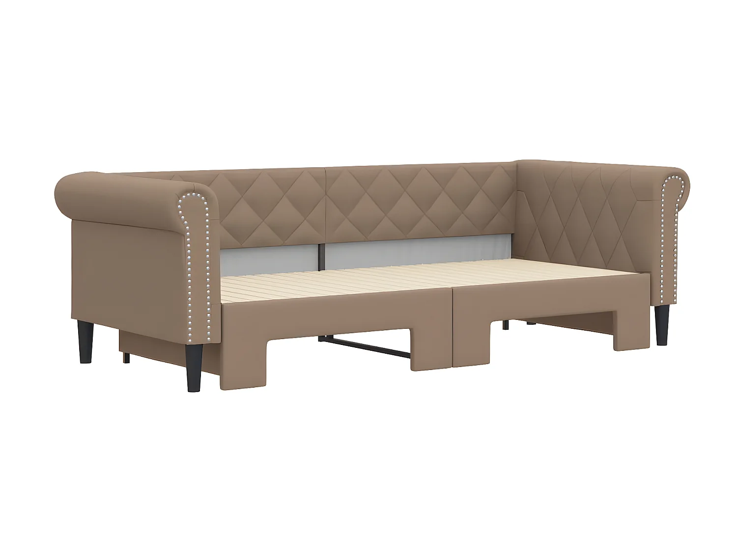 Tagesbett Ausziehbar,Ausziehbett Cappuccino 90x200 cm Kunstleder -gkd74051