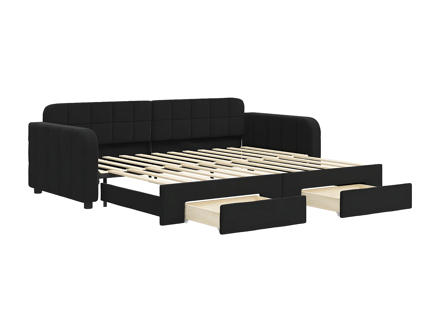 Cama dupla com gavetão e gavetas 90x200 cm veludo preto PT406906