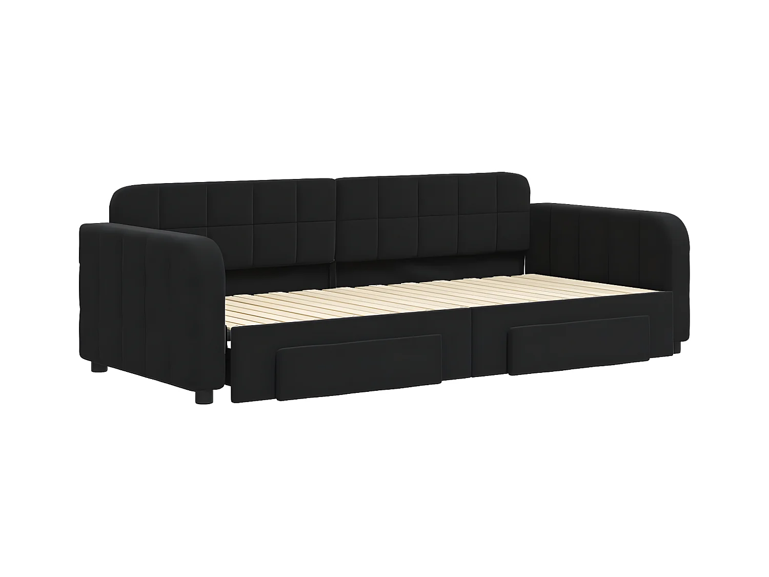 Cama nido con cajones terciopelo negro 90x200 cm ES422398
