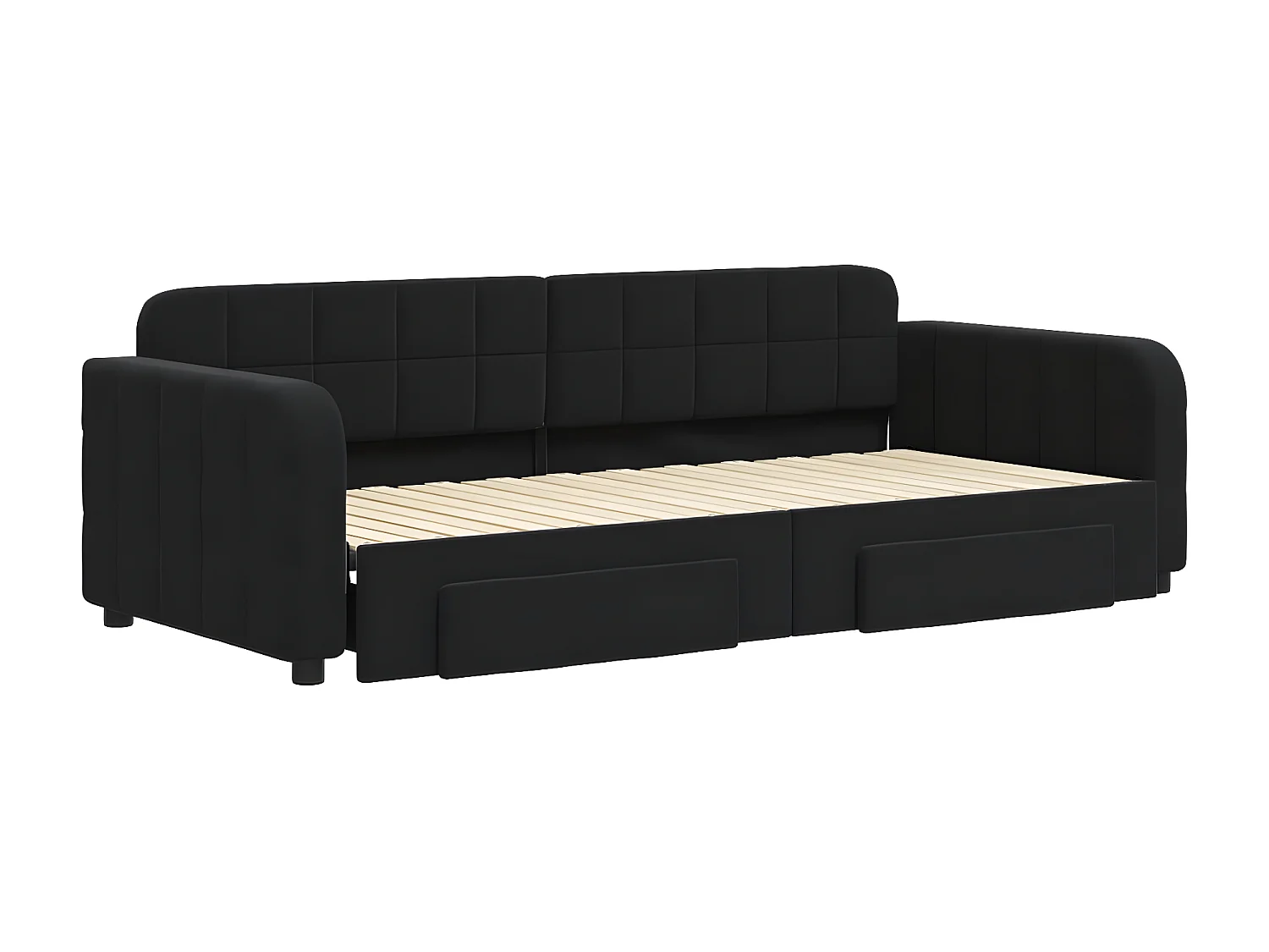Cama nido con cajones terciopelo negro 90x200 cm ES422398