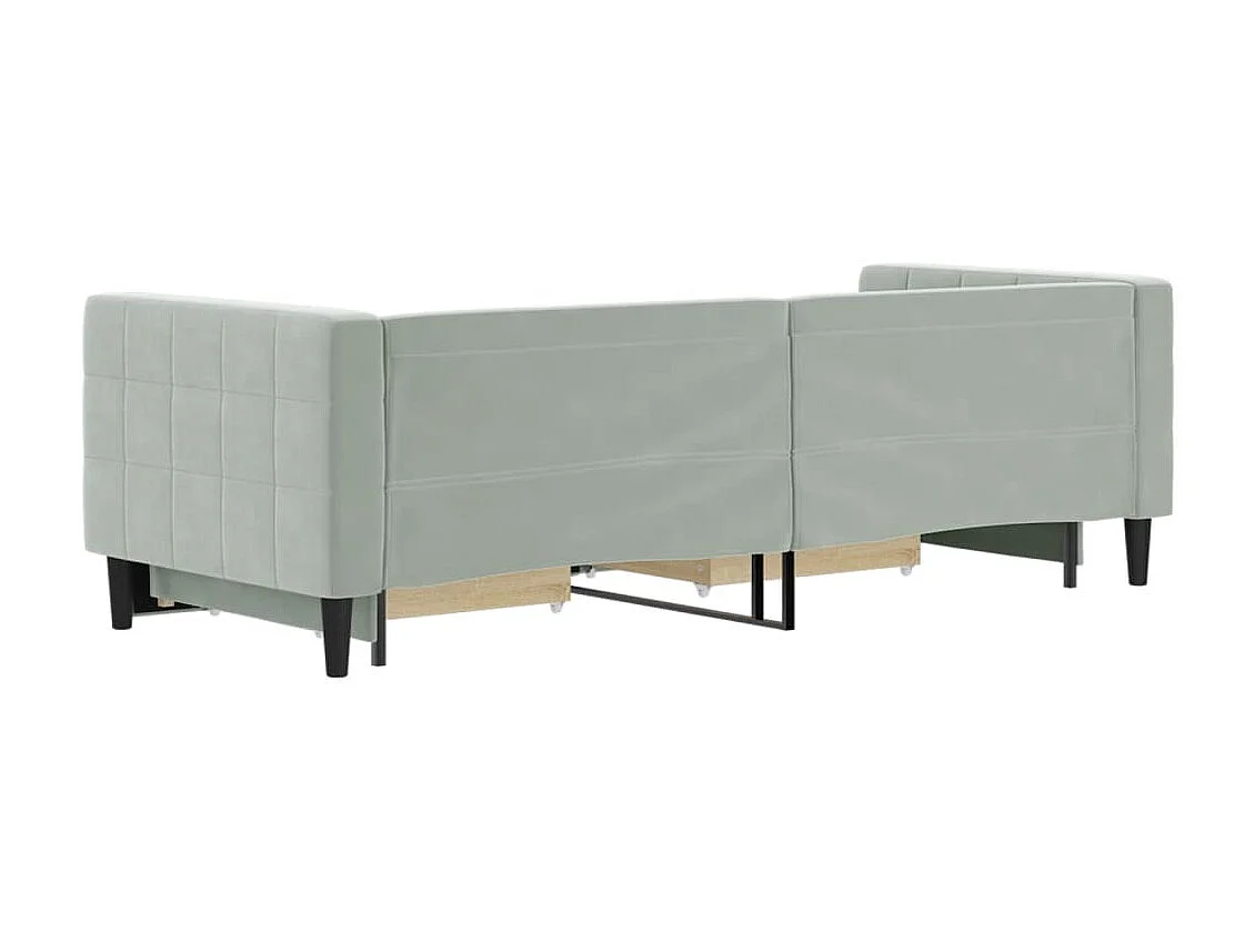 Cama nido - 80x200 cm con cajones terciopelo gris claro ES30131