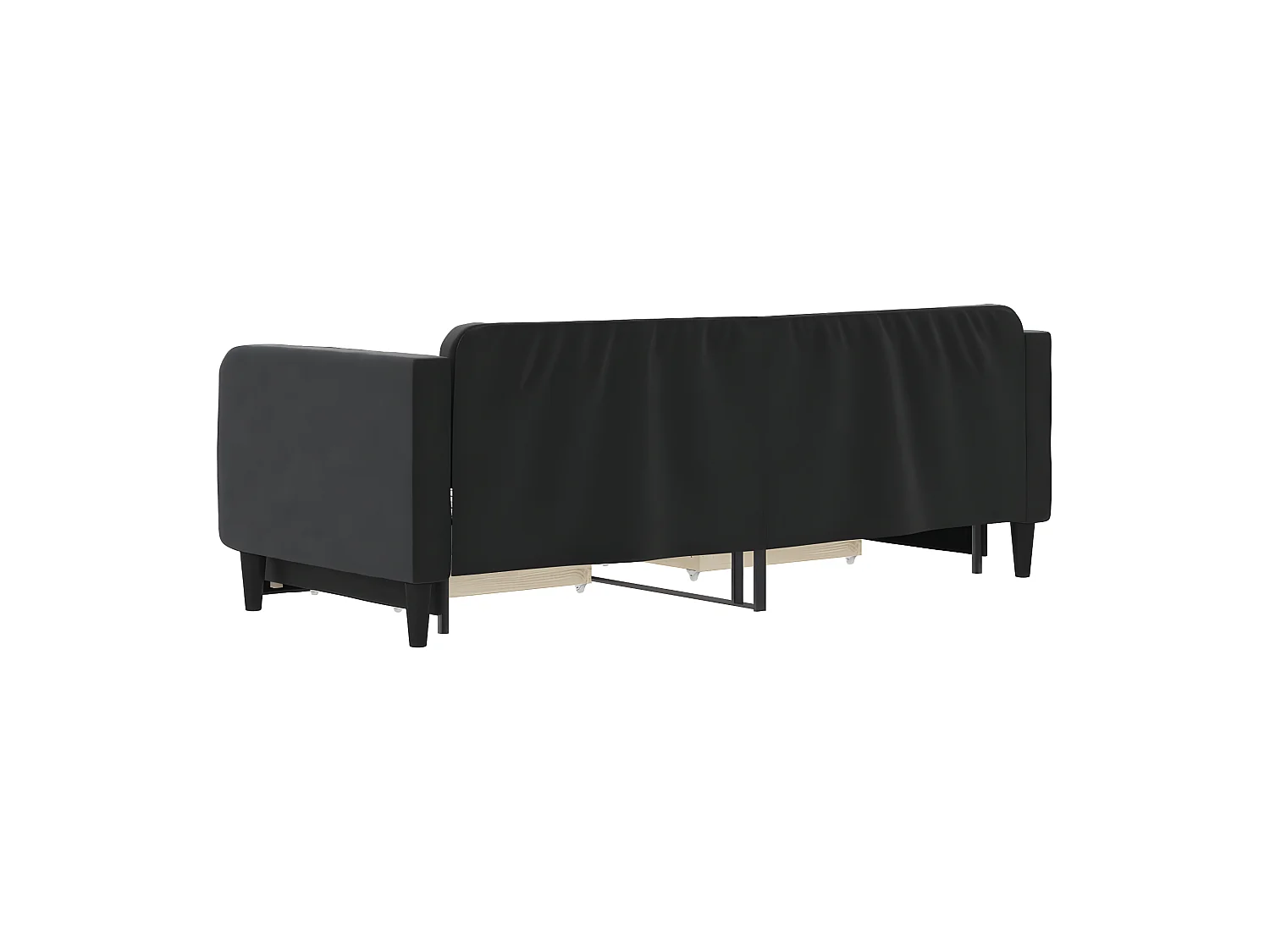 Lit gigogne et tiroirs noir 80x200 cm velours WVGQ6629